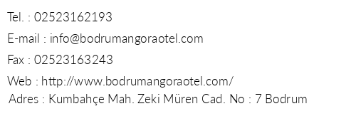 Angora Otel Bodrum telefon numaralar, faks, e-mail, posta adresi ve iletiim bilgileri